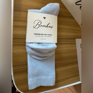 Bombas Modern Ribbed Calf Socks - Soft Blue